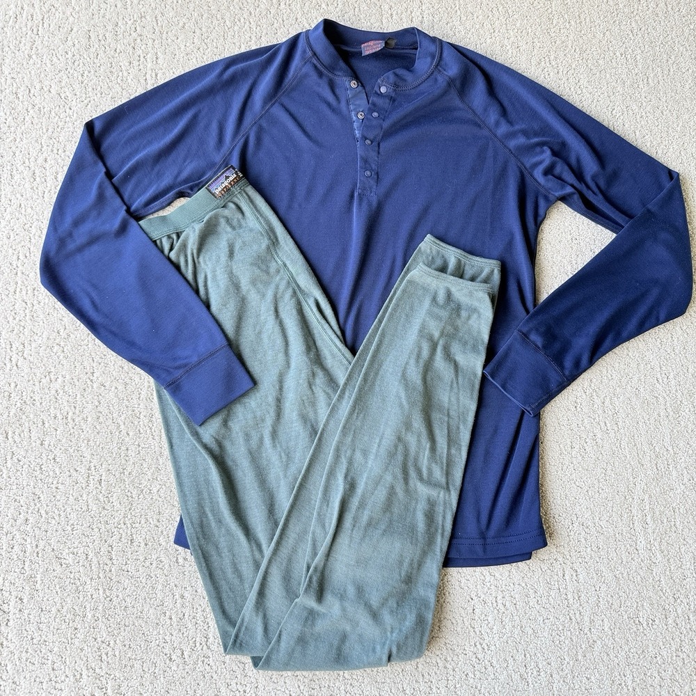 Vintage Patagonia Capilene Midweight‎ Henley Base Layer Set USA L $120